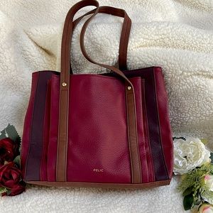 Relic Bailey Double Shoulder Strap in Tricolor (Wine, Plum and Brown).